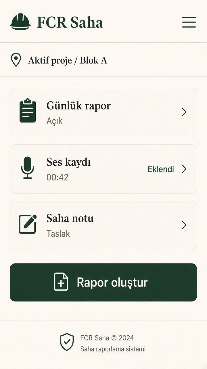 FCR Saha günlük rapor, ses kaydı ve saha notu